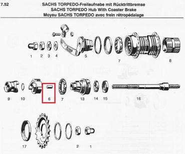 ANTRIEBSWALZE Ø 6,5 MM SACHS TORPEDO T1210